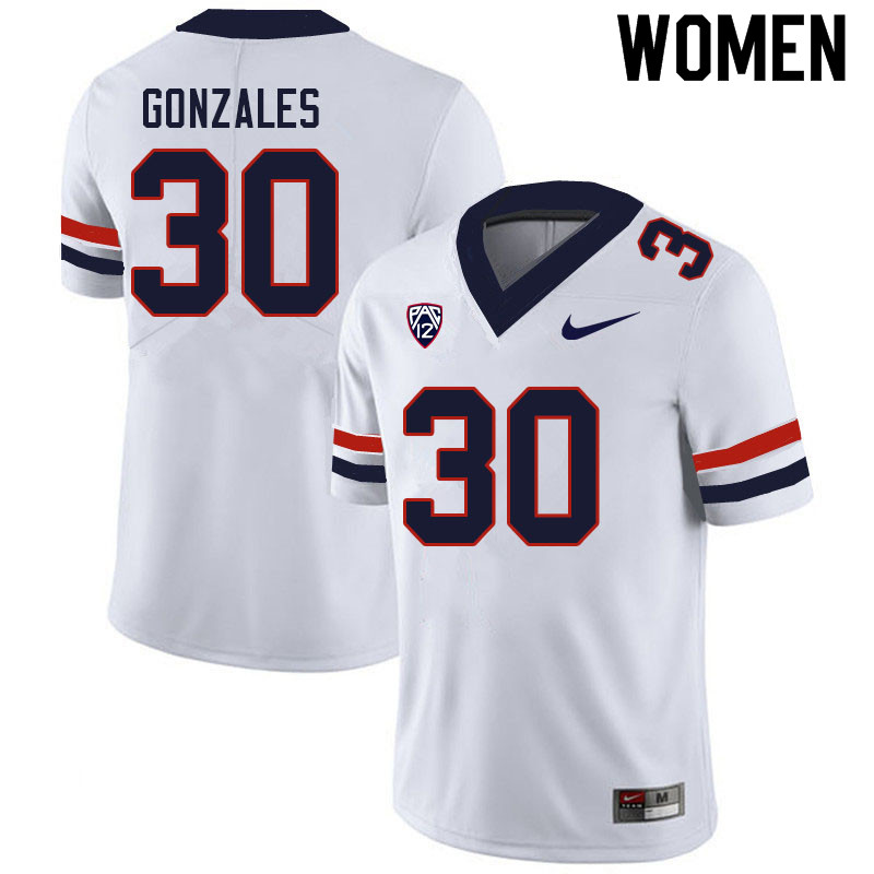 Women #30 Anthony Gonzales Arizona Wildcats College Football Jerseys Sale-White - Click Image to Close